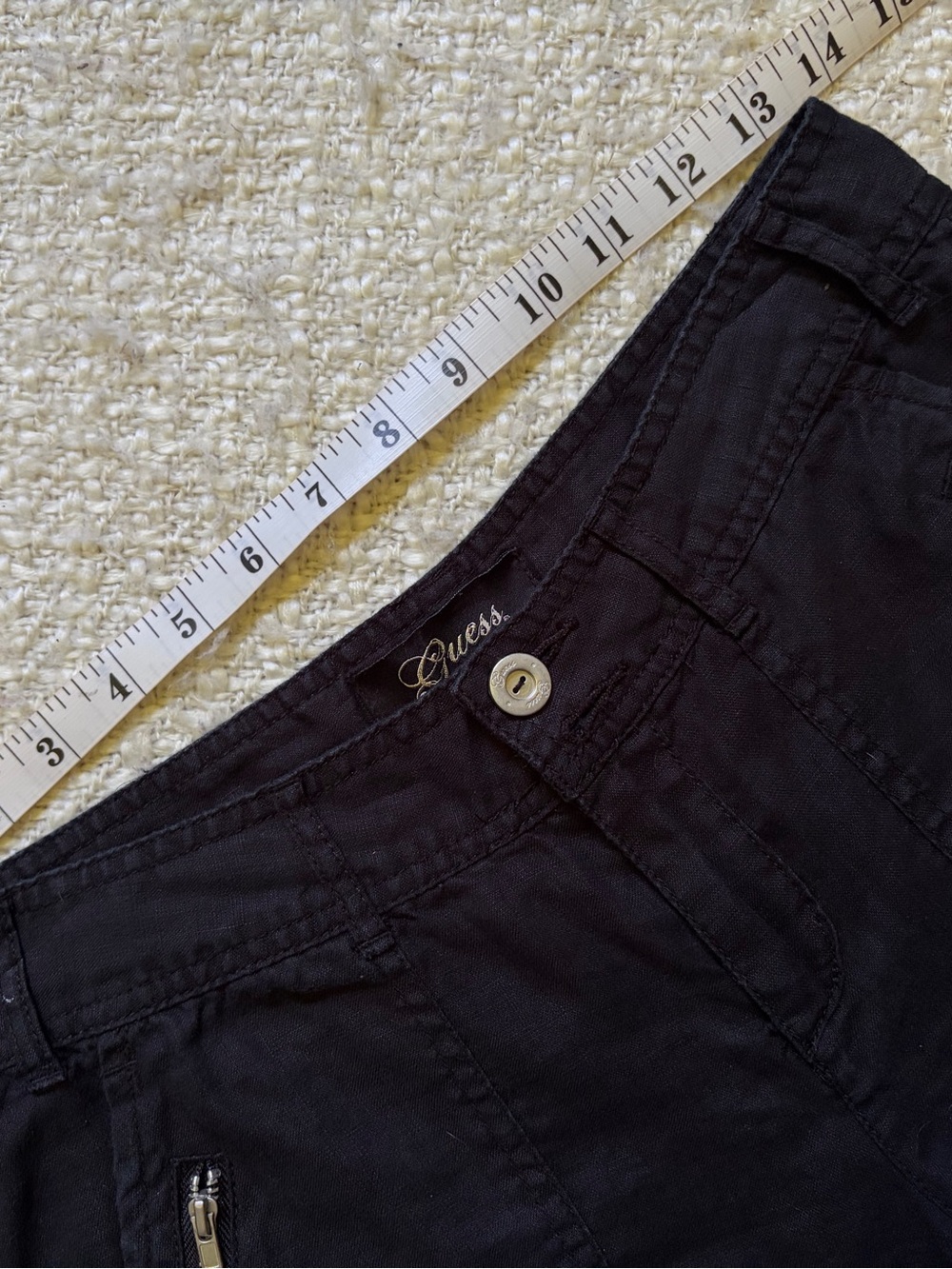 💕GUESS WOMENS SIZE 1 BLACK LINEN SHORTS - Picture 5 of 14